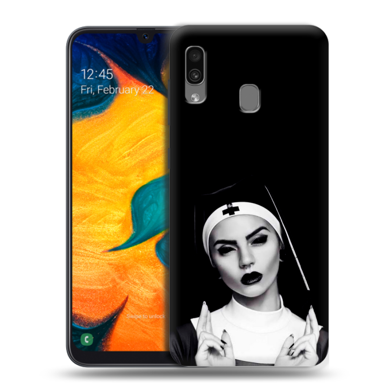Силиконовый чехол на Samsung Galaxy A30 с принтом монашка Силиконовый чехол на Samsung Galaxy A30 с принтом монашка