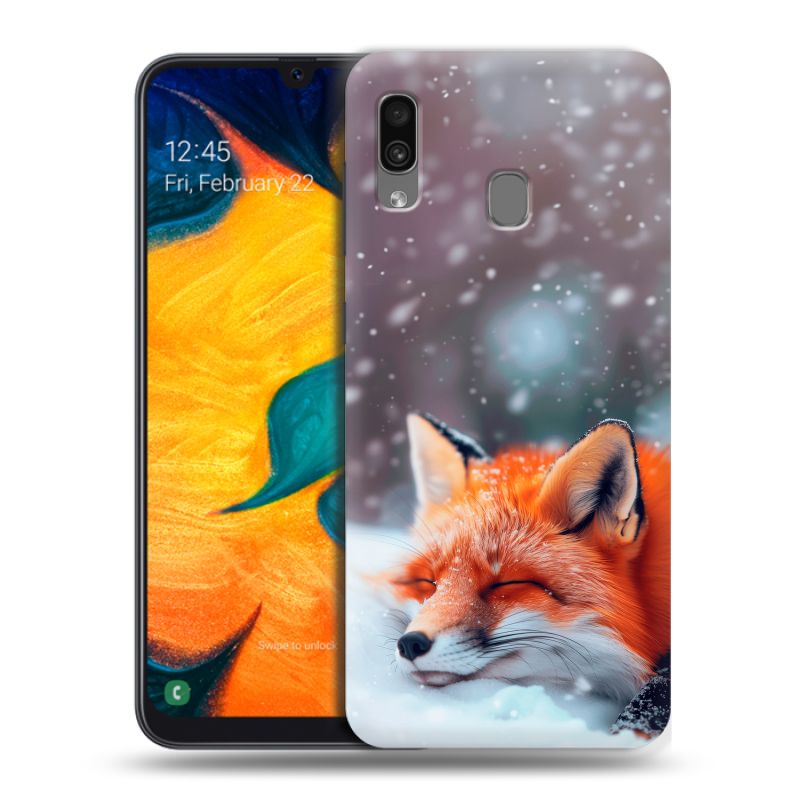 Силиконовый чехол на Samsung Galaxy A30 с принтом лиса Силиконовый чехол на Samsung Galaxy A30 с принтом лиса
