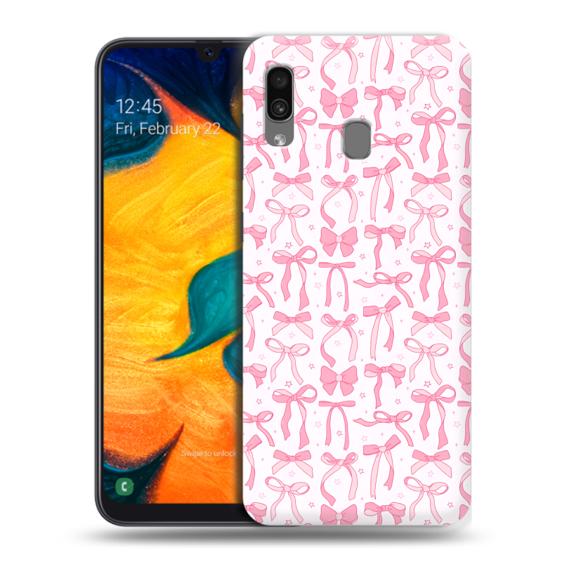 Силиконовый чехол на Samsung Galaxy A30 с принтом Розовые бантики Силиконовый чехол на Samsung Galaxy A30 с принтом Розовые бантики