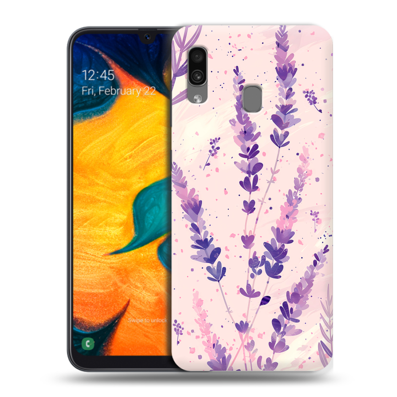 Силиконовый чехол на Samsung Galaxy A30 с принтом цветы лаванда Силиконовый чехол на Samsung Galaxy A30 с принтом цветы лаванда