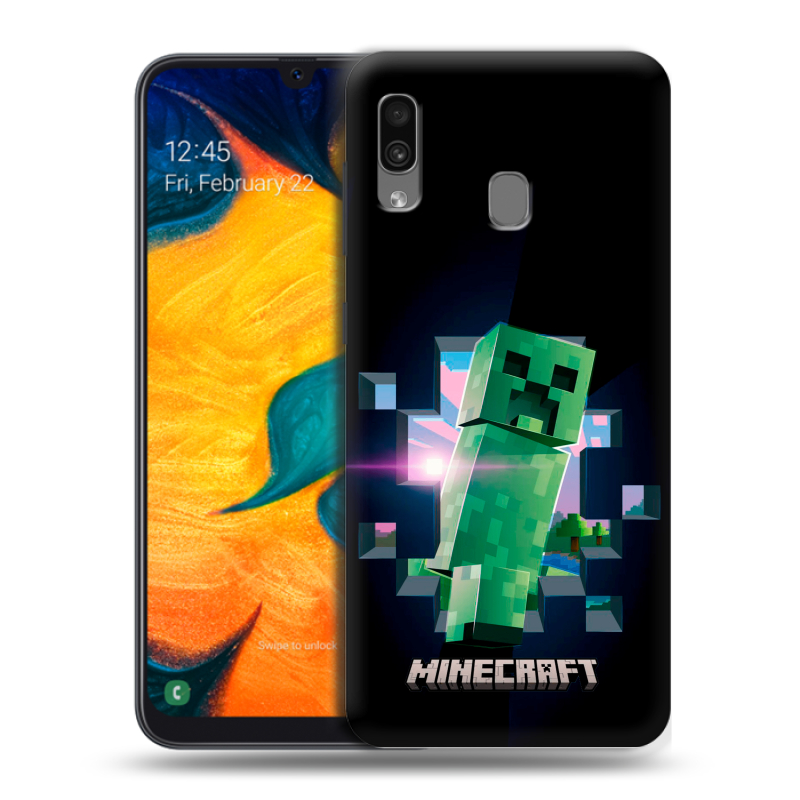 Силиконовый противоударный чехол на Samsung Galaxy A30 с принтом Майнкрафт Minecraft Силиконовый противоударный чехол на Samsung Galaxy A30 с принтом Майнкрафт Minecraft