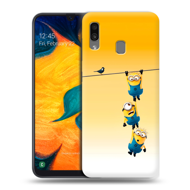 Силиконовый противоударный чехол на Samsung Galaxy A30 с принтом Миньоны Силиконовый противоударный чехол на Samsung Galaxy A30 с принтом Миньоны