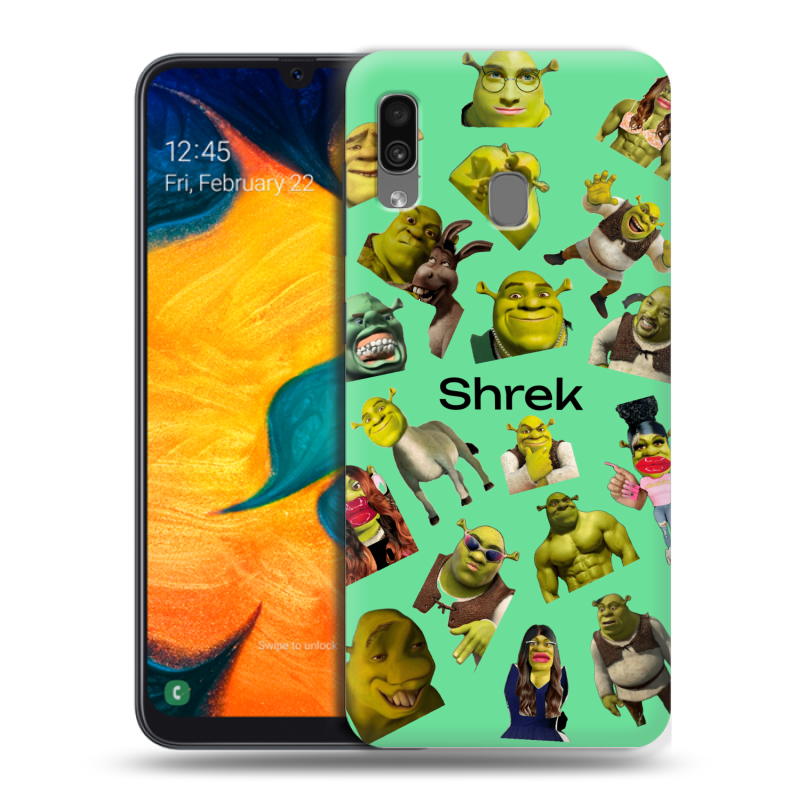 Силиконовый противоударный чехол на Samsung Galaxy A30 с принтом Шрек Shrek Силиконовый противоударный чехол на Samsung Galaxy A30 с принтом Шрек Shrek