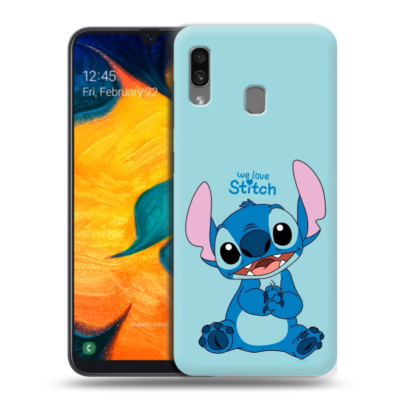 Силиконовый противоударный чехол на Samsung Galaxy A30 с принтом Лило и Стич Силиконовый противоударный чехол на Samsung Galaxy A30 с принтом Лило и Стич