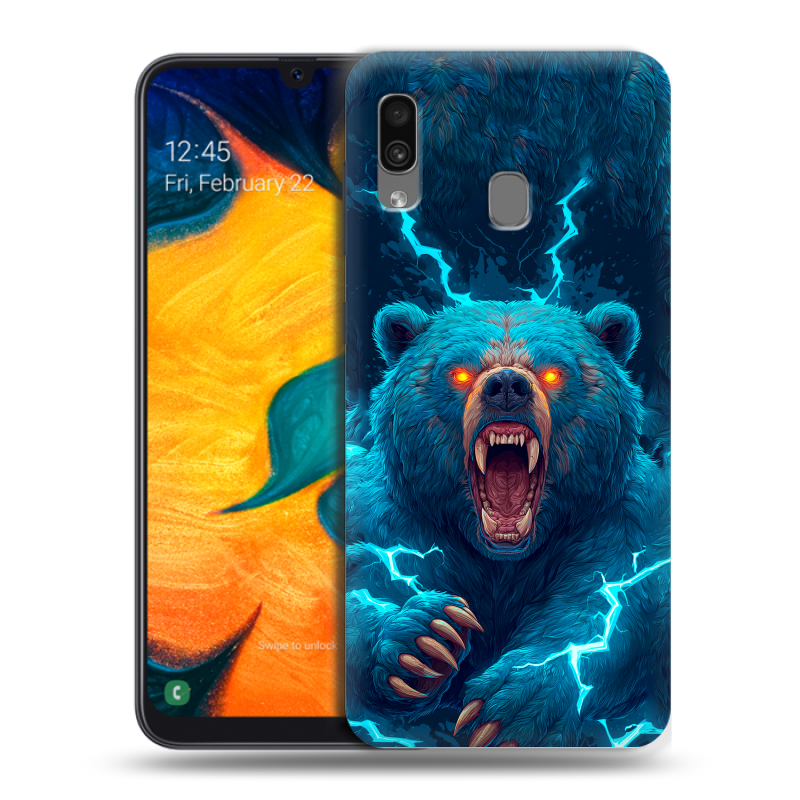 Силиконовый противоударный чехол на Samsung Galaxy A30 с принтом Медведь Силиконовый противоударный чехол на Samsung Galaxy A30 с принтом Медведь