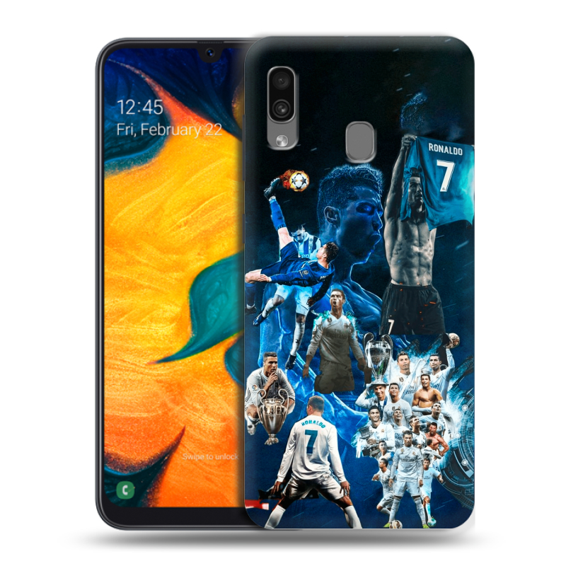 Силиконовый противоударный чехол на Samsung Galaxy A30 с принтом Реал Роналдо Силиконовый противоударный чехол на Samsung Galaxy A30 с принтом Реал Роналдо