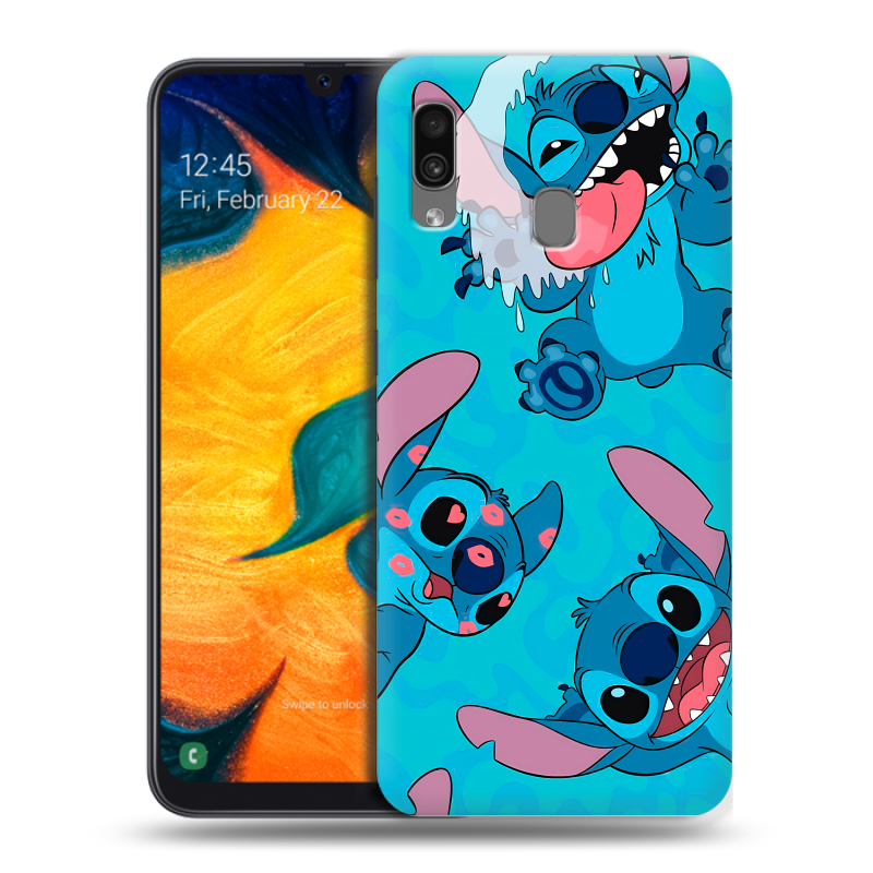 Силиконовый противоударный чехол на Samsung Galaxy A30 с принтом Лило и Стич Силиконовый противоударный чехол на Samsung Galaxy A30 с принтом Лило и Стич
