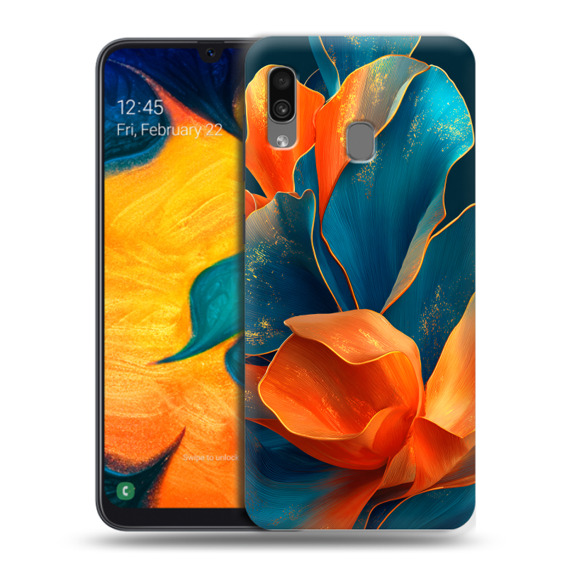 Силиконовый противоударный чехол на Samsung Galaxy A30 с принтом Цветы Силиконовый противоударный чехол на Samsung Galaxy A30 с принтом Цветы