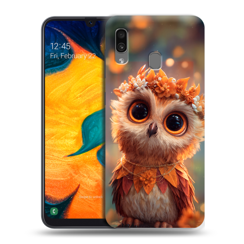 Силиконовый противоударный чехол на Samsung Galaxy A30 с принтом Милая сова Силиконовый противоударный чехол на Samsung Galaxy A30 с принтом Милая сова