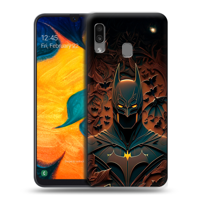Силиконовый противоударный чехол на Samsung Galaxy A30 с принтом Batman Бэтмен Силиконовый противоударный чехол на Samsung Galaxy A30 с принтом Batman Бэтмен