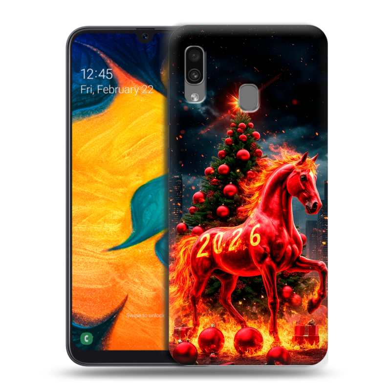 Силиконовый противоударный чехол на Samsung Galaxy A30 с принтом Новый год Силиконовый противоударный чехол на Samsung Galaxy A30 с принтом Новый год