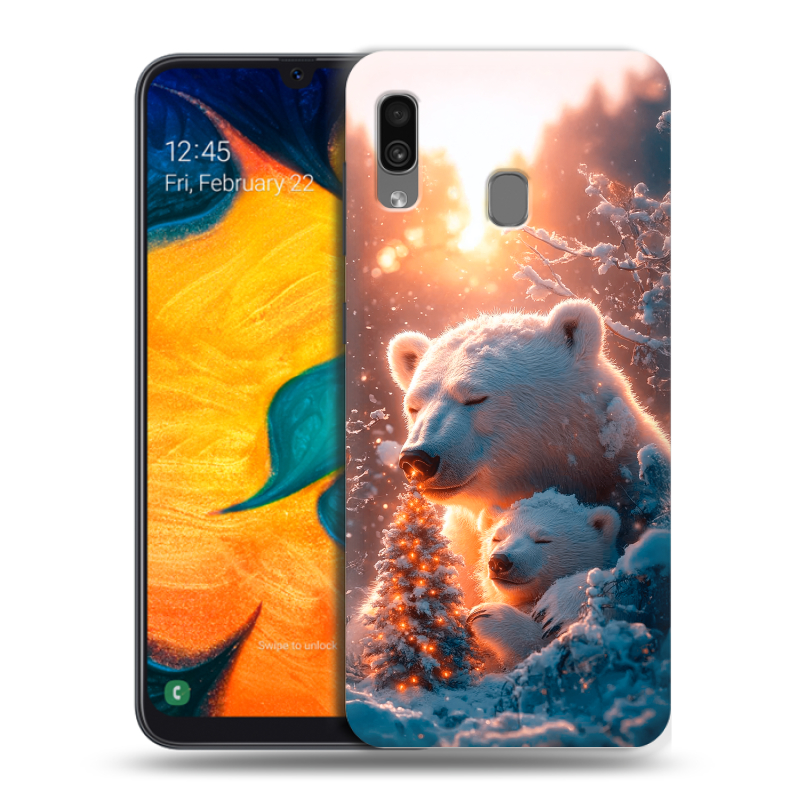 Силиконовый противоударный чехол на Samsung Galaxy A30 с принтом Новый год Силиконовый противоударный чехол на Samsung Galaxy A30 с принтом Новый год