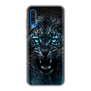 Силиконовый чехол на Samsung Galaxy A50 с принтом Темный леопард Силиконовый чехол на Samsung Galaxy A50 с принтом Темный леопард