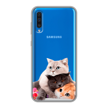 Силиконовый чехол на Samsung Galaxy A50 с принтом Кошки Силиконовый чехол на Samsung Galaxy A50 с принтом Кошки