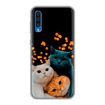 Силиконовый чехол на Samsung Galaxy A50 с принтом Кошки Силиконовый чехол на Samsung Galaxy A50 с принтом Кошки