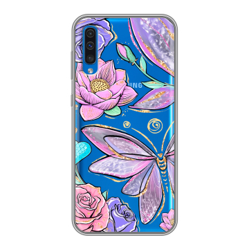 Силиконовый чехол на Samsung Galaxy A50 с принтом Бабочки и цветы