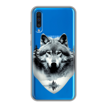Силиконовый чехол на Samsung Galaxy A50 с принтом Волк в лесу