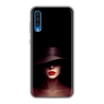 Силиконовый чехол на Samsung Galaxy A50 с принтом Девушка в шляпе