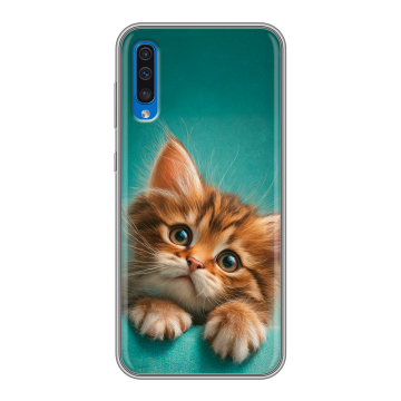Силиконовый чехол на Samsung Galaxy A50 с принтом котенок