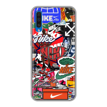 Силиконовый чехол на Samsung Galaxy A50 с принтом Найк Nike яркий