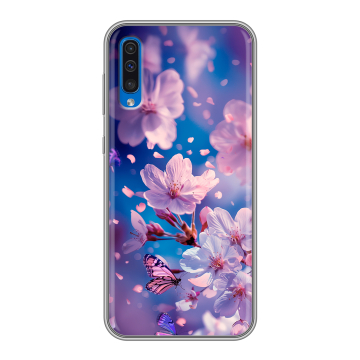 Силиконовый чехол на Samsung Galaxy A50 с принтом цветы бабочки