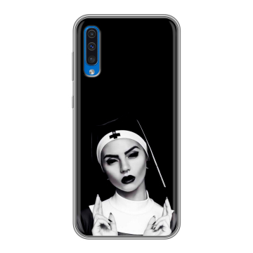 Силиконовый чехол на Samsung Galaxy A50 с принтом монашка
