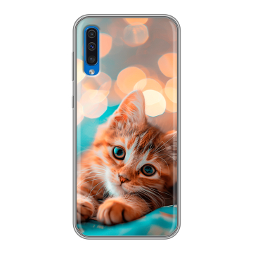 Силиконовый чехол на Samsung Galaxy A50 с принтом котик