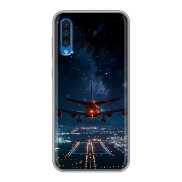 Силиконовый чехол на Samsung Galaxy A50 с принтом самолет