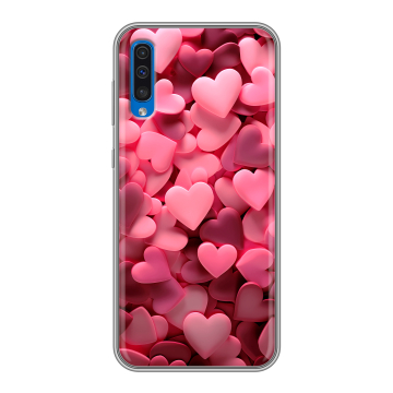 Силиконовый чехол на Samsung Galaxy A50 с принтом розовые сердечки