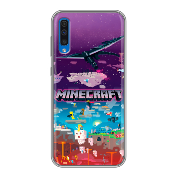 Силиконовый чехол на Samsung Galaxy A50 с принтом Майнкрафт Minecraft