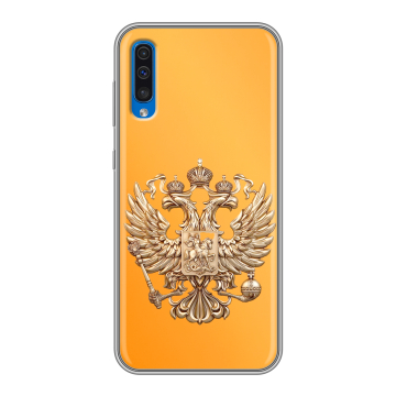 Силиконовый чехол на Samsung Galaxy A50 с принтом Герб Флаг России Силиконовый чехол на Samsung Galaxy A50 с принтом Герб Флаг России