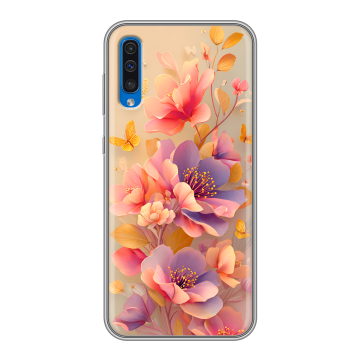 Силиконовый чехол на Samsung Galaxy A50 с принтом Цветы и бабочки Силиконовый чехол на Samsung Galaxy A50 с принтом Цветы и бабочки