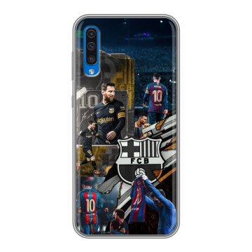 Силиконовый чехол на Samsung Galaxy A50 с принтом Messi Barcelona