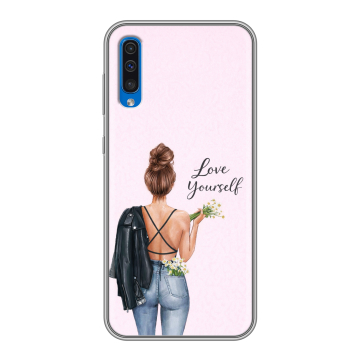 Силиконовый чехол на Samsung Galaxy A50 с принтом женский