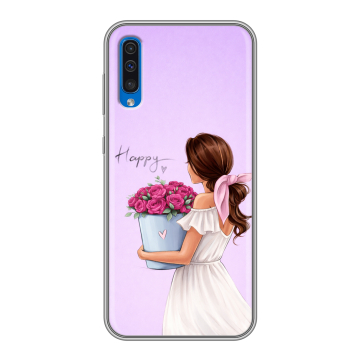 Силиконовый чехол на Samsung Galaxy A50 с принтом женский