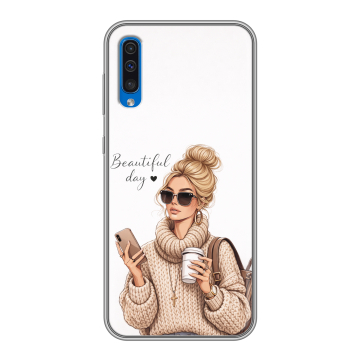 Силиконовый чехол на Samsung Galaxy A50 с принтом женский