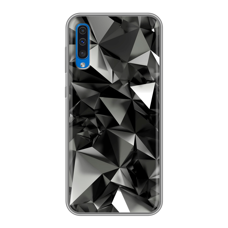 Силиконовый чехол на Samsung Galaxy A50 с принтом Черные кристаллы Силиконовый чехол на Samsung Galaxy A50 с принтом Черные кристаллы