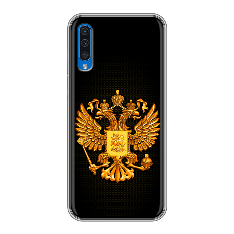 Силиконовый чехол на Samsung Galaxy A50 с принтом Герб России желтый Силиконовый чехол на Samsung Galaxy A50 с принтом Герб России желтый