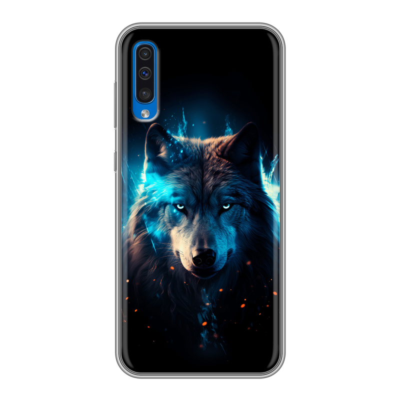 Силиконовый чехол на Samsung Galaxy A50 с принтом Волк ночной Силиконовый чехол на Samsung Galaxy A50 с принтом Волк ночной