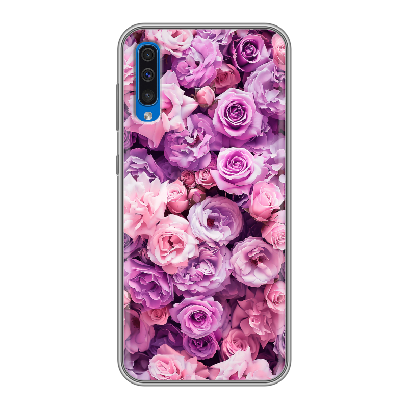 Силиконовый чехол на Samsung Galaxy A50 с принтом лавандовые розы Силиконовый чехол на Samsung Galaxy A50 с принтом лавандовые розы