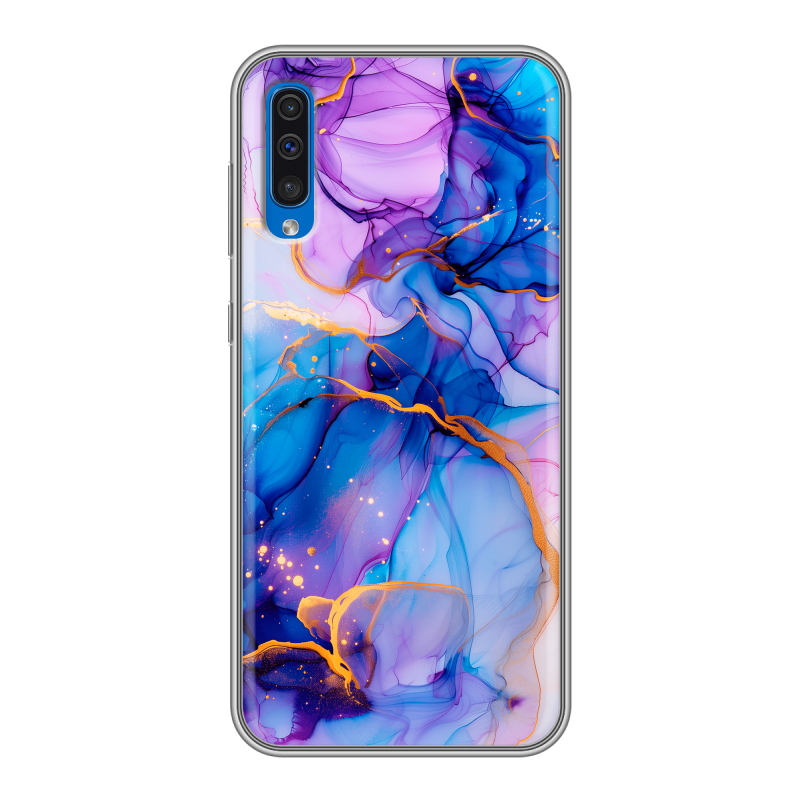 Силиконовый чехол на Samsung Galaxy A50 с принтом синий мрамор Силиконовый чехол на Samsung Galaxy A50 с принтом синий мрамор