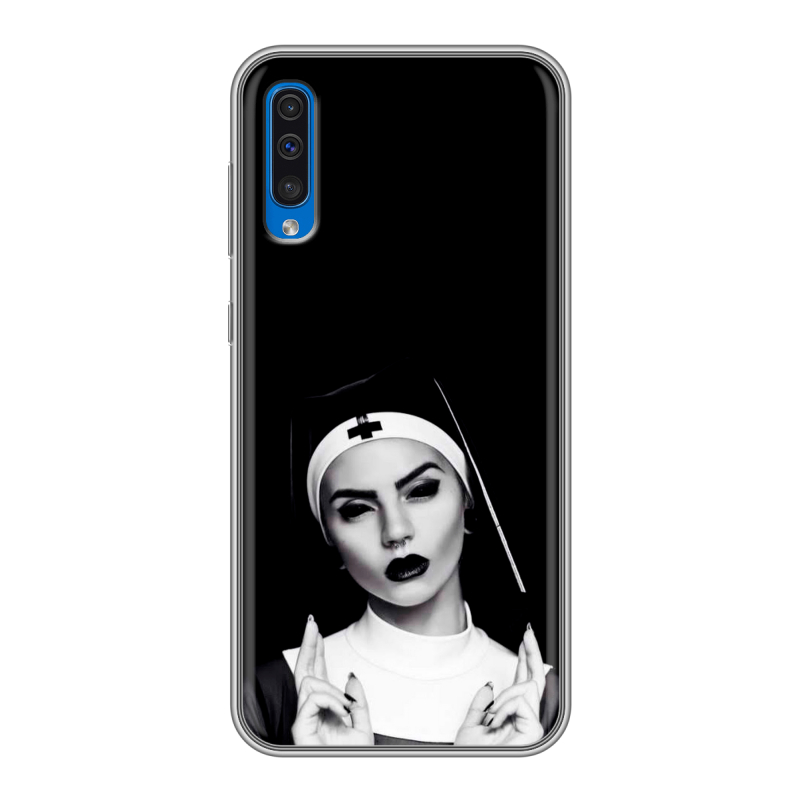 Силиконовый чехол на Samsung Galaxy A50 с принтом монашка Силиконовый чехол на Samsung Galaxy A50 с принтом монашка
