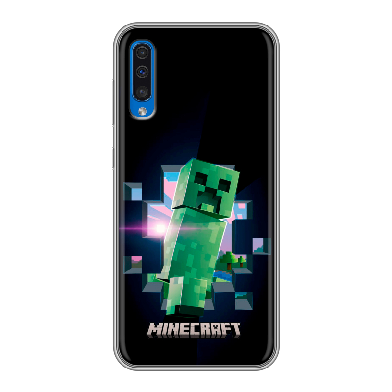Силиконовый противоударный чехол на Samsung Galaxy A50 с принтом Майнкрафт Minecraft Силиконовый противоударный чехол на Samsung Galaxy A50 с принтом Майнкрафт Minecraft