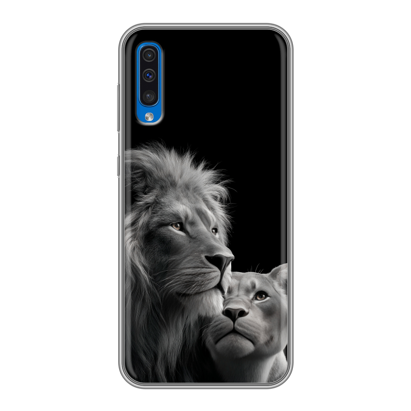 Силиконовый чехол на Samsung Galaxy A50 с принтом Лев кошки Силиконовый чехол на Samsung Galaxy A50 с принтом Лев кошки