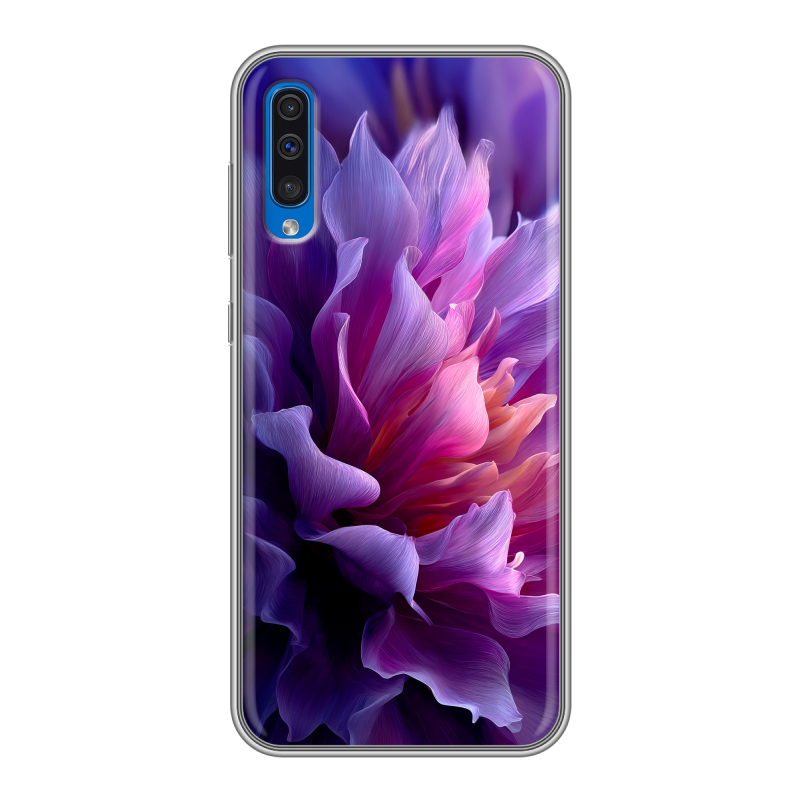 Силиконовый противоударный чехол на Samsung Galaxy A50 с принтом женский цветы Силиконовый противоударный чехол на Samsung Galaxy A50 с принтом женский цветы