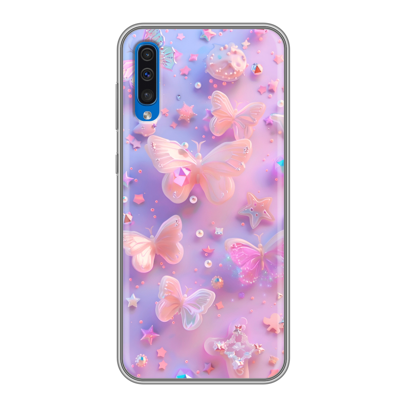 Силиконовый чехол на Samsung Galaxy A50 с принтом Бабочки Силиконовый чехол на Samsung Galaxy A50 с принтом Бабочки