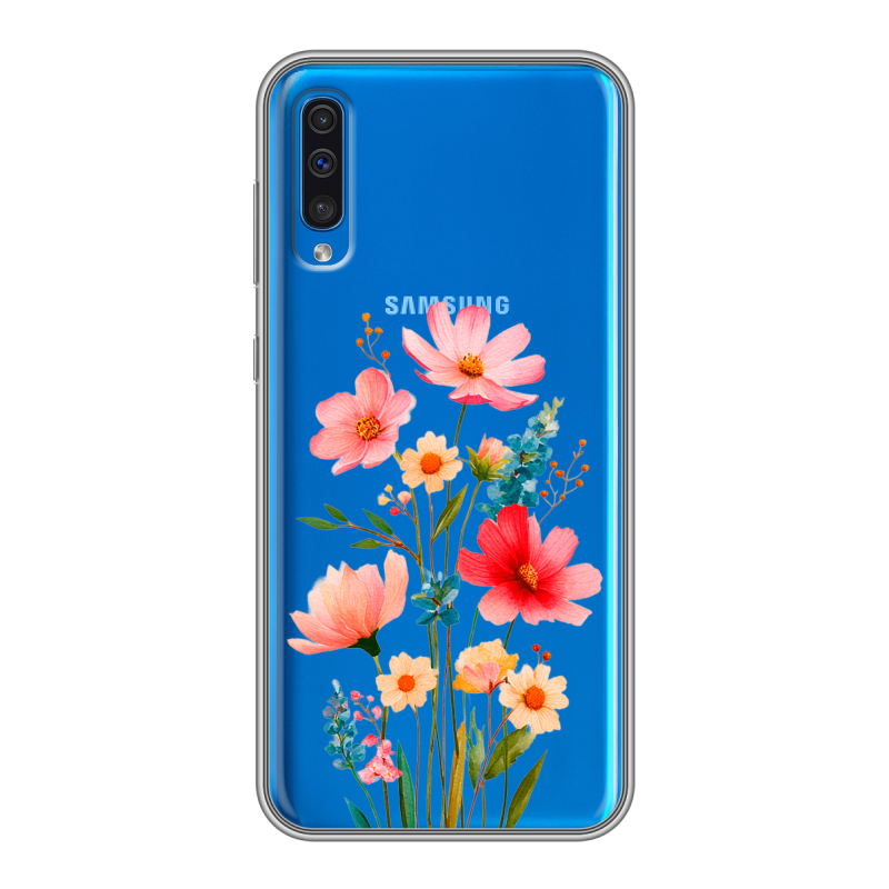 Силиконовый чехол на Samsung Galaxy A50 с принтом Цветы Силиконовый чехол на Samsung Galaxy A50 с принтом Цветы