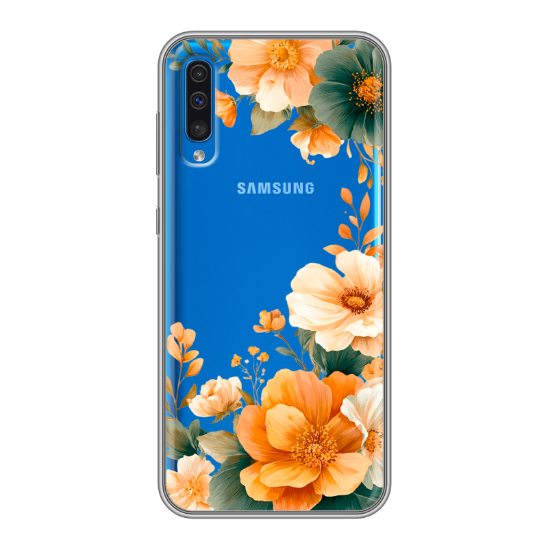 Силиконовый чехол на Samsung Galaxy A50 с принтом Цветы принт Силиконовый чехол на Samsung Galaxy A50 с принтом Цветы принт
