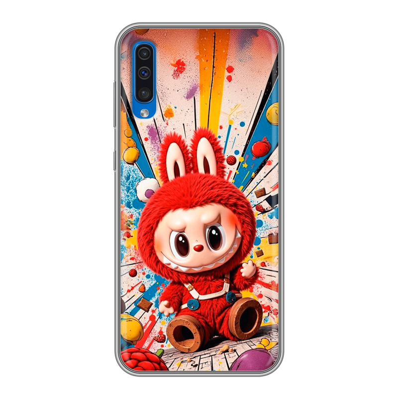 Силиконовый противоударный чехол на Samsung Galaxy A50 с принтом Labubu Лабубу Силиконовый противоударный чехол на Samsung Galaxy A50 с принтом Labubu Лабубу