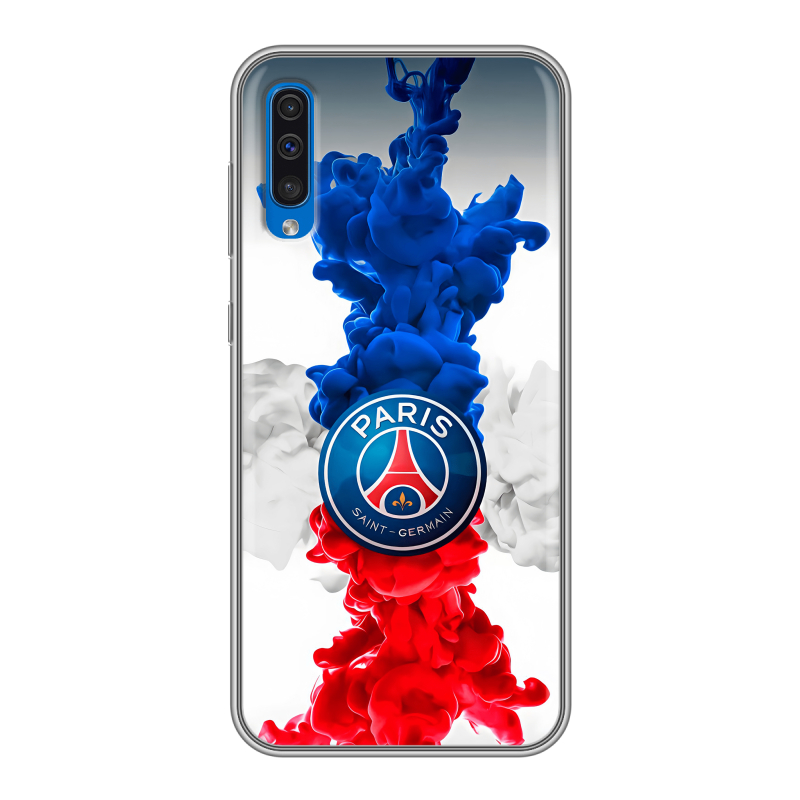 Силиконовый чехол на Samsung Galaxy A50 с принтом PSG ПСЖ Силиконовый чехол на Samsung Galaxy A50 с принтом PSG ПСЖ
